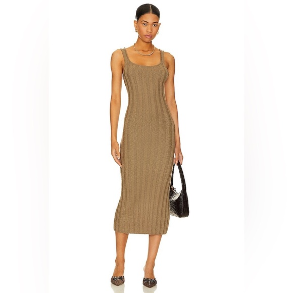 NWOT Free People Beach Santos Sweater Midi Dress in Olive - Picture 1 of 8